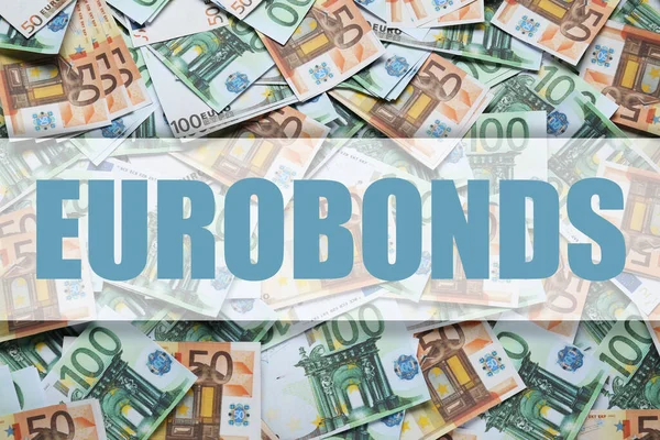 Eurobonds Konzept Viele Verschiedene Banknoten Als Hintergrund Draufsicht — Stockfoto