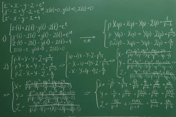 Muchas Fórmulas Matemáticas Diferentes Escritas Pizarra — Foto de Stock