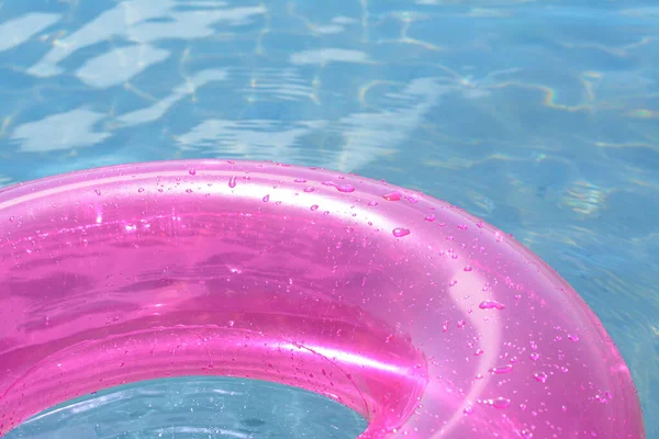 Bright Inflatable Ring Floating Sea Water Closeup — Stock Photo, Image