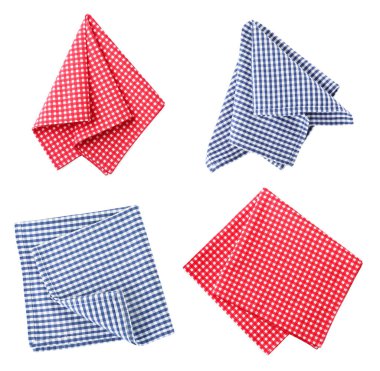 Beyaz arka plan üzerinde farklı kumaş peçete ile ayarla