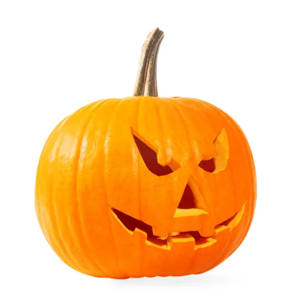 Zucca Spaventosa Jack Lantern Isolata Sul Bianco Decorazione Halloween — Foto Stock