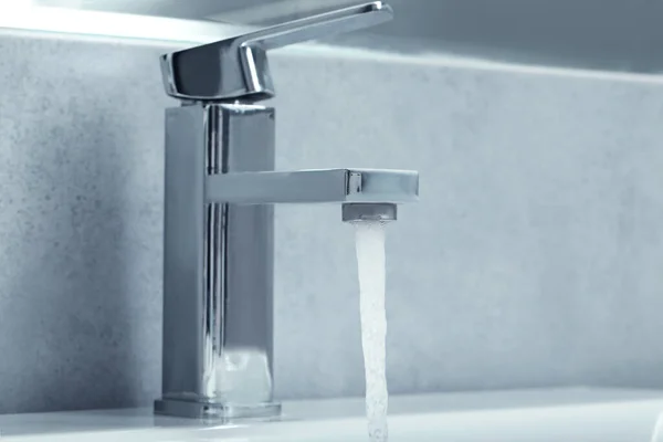 Stream Water Flowing Tap Bathroom — 스톡 사진