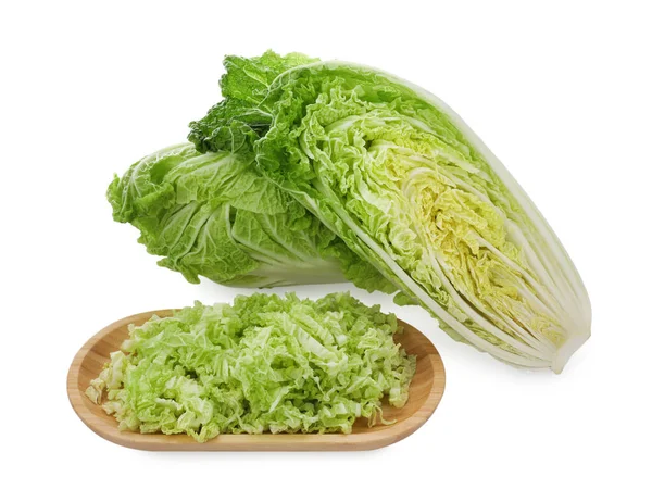 Cut Fresh Ripe Chinese Cabbages White Background — 图库照片