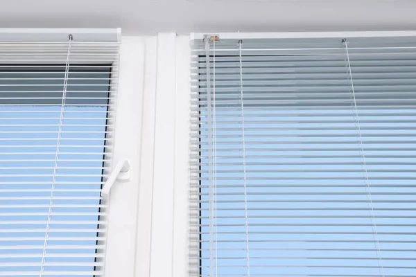 Window Horizontal Blinds Indoors Low Angle View — Φωτογραφία Αρχείου