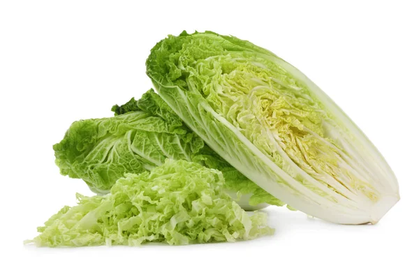Cut Fresh Ripe Chinese Cabbages White Background — Stockfoto