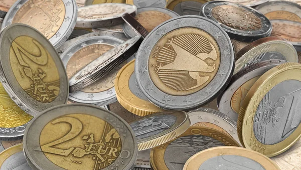 Many Different Euro Coins Background Closeup — Stock Photo, Image