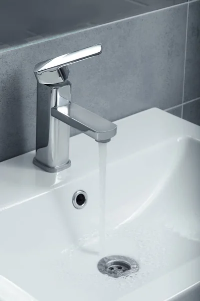 Stream Water Flowing Tap Bathroom — 스톡 사진