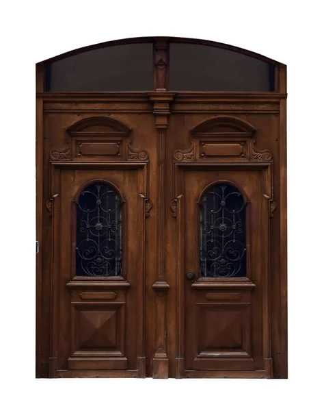 Старомодная Деревянная Дверь Изолированная Белом — стоковое фото