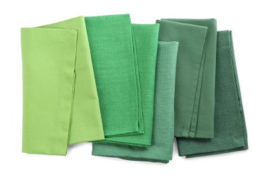 Masa ayarları için beyaz arkaplan, üst görünüm için birçok kumaş peçete