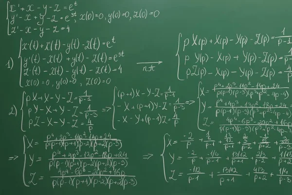 Many Different Math Formulas Written Chalkboard — Stock Photo, Image