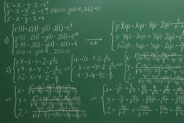 Muchas Fórmulas Matemáticas Diferentes Escritas Pizarra — Foto de Stock