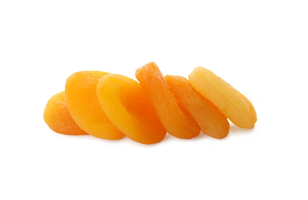 Pile Abricots Savoureux Sur Fond Blanc Fruits Secs — Photo