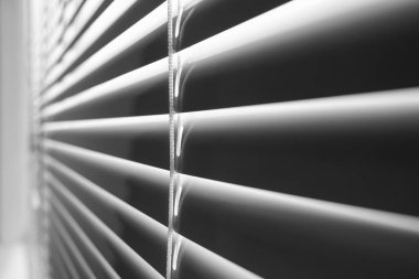 Closeup view of stylish horizontal window blinds