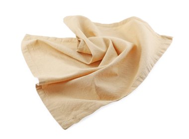 Bej bez mutfak peçetesi beyaza izole edilmiş.