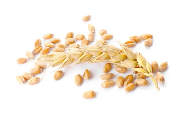 Pile Wheat Grains Spike White Background — ストック写真
