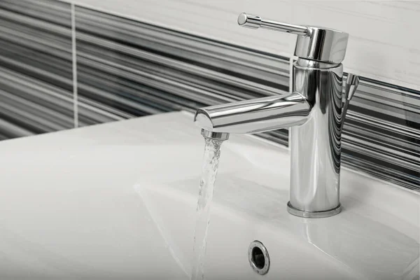 Stream Water Flowing Tap Bathroom — Stock fotografie