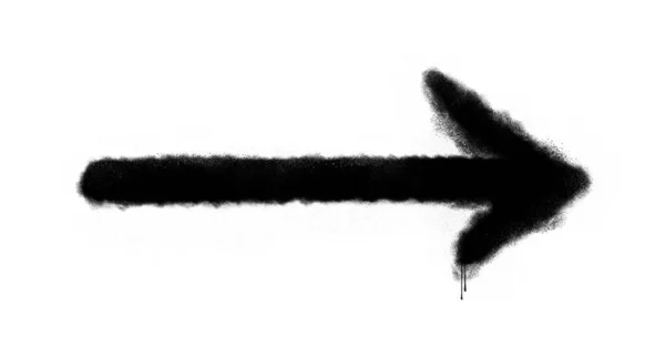 Strzałka Narysowana Czarną Farbą Spray Białym Tle Projekt Banera — Zdjęcie stockowe