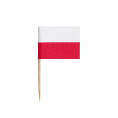 Polonya 'nın küçük kağıt bayrağı beyaza izole edilmiş