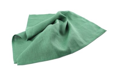 Green cloth kitchen napkin isolated on white