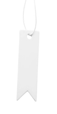 Tag with space for text isolated on white, top view