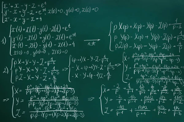 Muchas Fórmulas Matemáticas Diferentes Escritas Pizarra — Foto de Stock