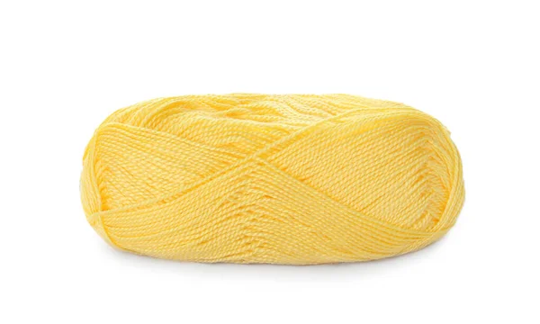 Soft Yellow Woolen Yarn Isolated White — Stock Photo, Image