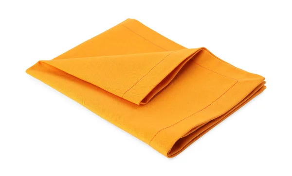 白に隔離された新しいきれいなオレンジの布ナプキン — ストック写真