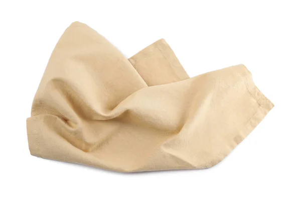 One Beige Kitchen Napkin Isolated White — Zdjęcie stockowe