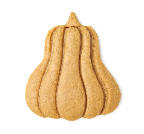 白い背景にカボチャの形でおいしいクッキー トップビュー — ストック写真