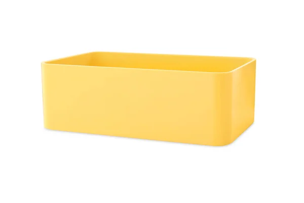 Κίτρινο Κουτί Φαγητού Απομονωμένο Λευκό Σχολικές Τροφές — Φωτογραφία Αρχείου