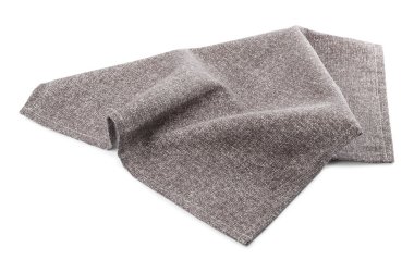 One grey kitchen napkin isolated on white