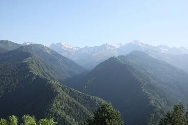 Vue Aérienne Beau Paysage Avec Forêt Montagne Par Une Journée — Photo