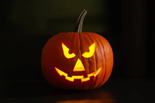 Ijesztő Jack Lantern Tök Sötétben Halloween Dekoráció — Stock Fotó