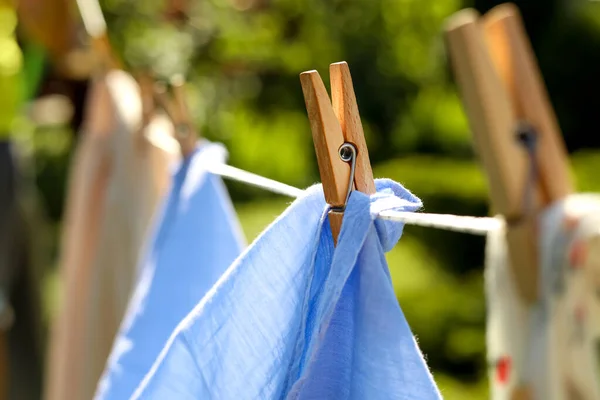 Schone Kleren Drogen Tuin Close Focus Wasknijper — Stockfoto