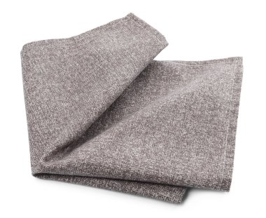 One grey kitchen napkin isolated on white