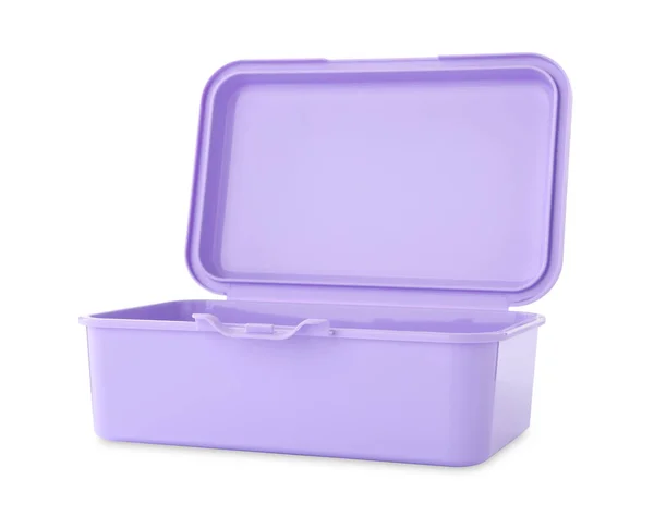 Violet Lunch Box Isolated White School Food — Stock Photo, Image