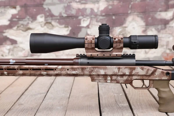 Modern Powerful Sniper Rifle Telescopic Sight Outdoors — Stock Photo, Image