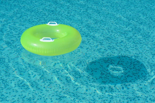 Light Green Inflatable Ring Floating Swimming Pool Space Text — Stock Photo, Image