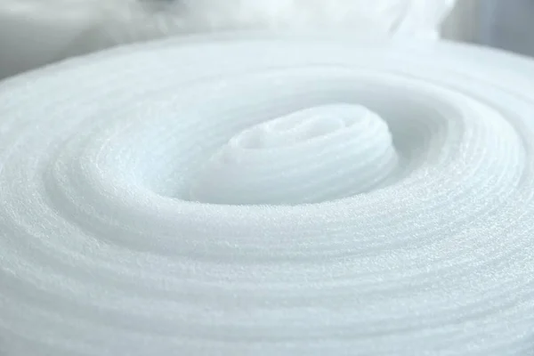 Polyethylene Busa Roll Pandangan Dekat Materi Pengepakan — Stok Foto