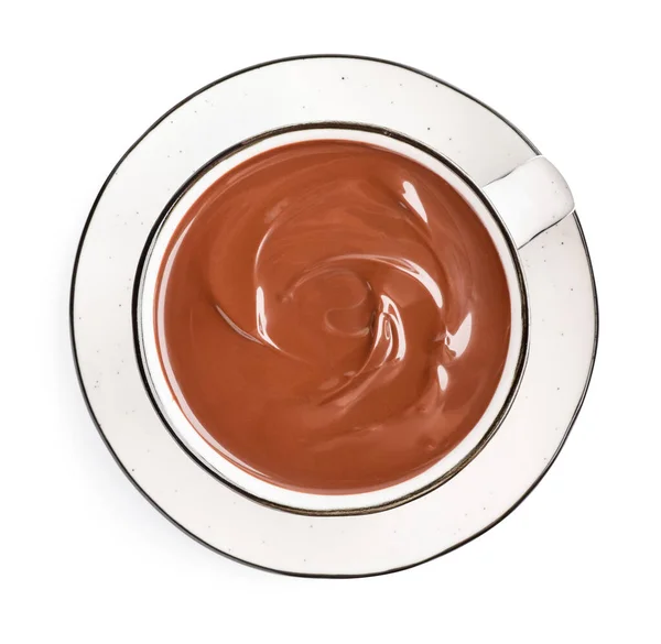 Secangkir Coklat Panas Lezat Diisolasi Pada Putih Top View — Stok Foto