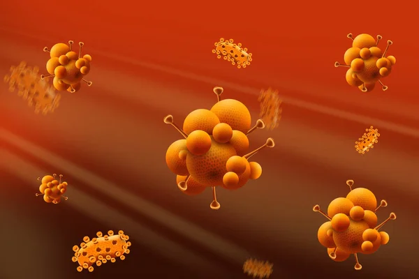 色を背景にした天然痘ウイルスの抽象的なイラスト 危険な病気 — ストック写真
