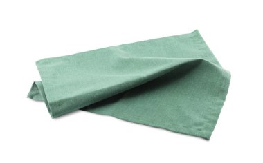 Green cloth kitchen napkin isolated on white