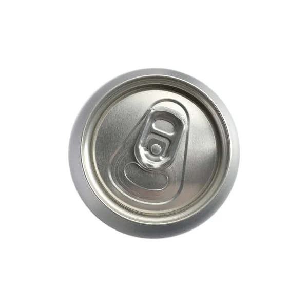 Aluminum Can Isolated White Top View — Stock Photo, Image