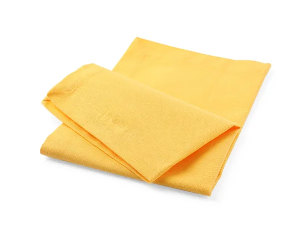 New Clean Yellow Cloth Napkin Isolated White — Stock Photo, Image