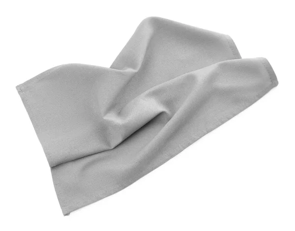 One Grey Kitchen Napkin Isolated White Top View — Stock Photo, Image