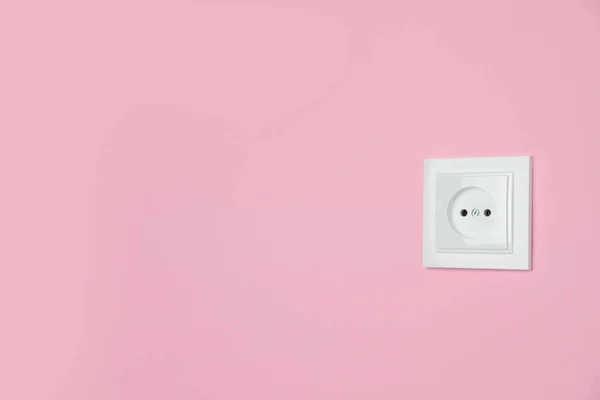 Power Socket Pink Wall Space Text Electrical Supply — Foto Stock