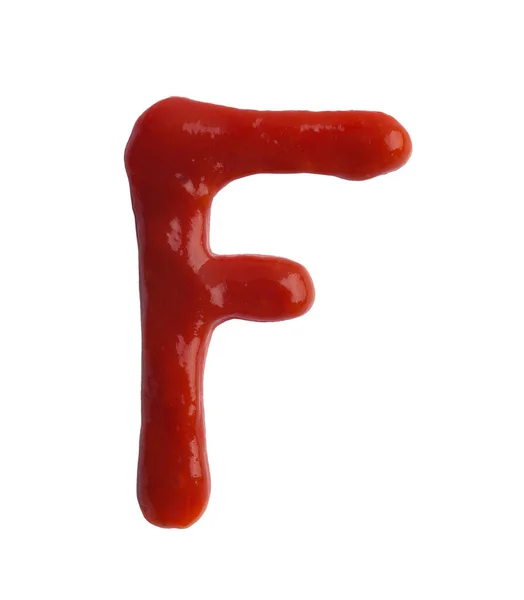 Letter Written Ketchup White Background — Stock Photo, Image