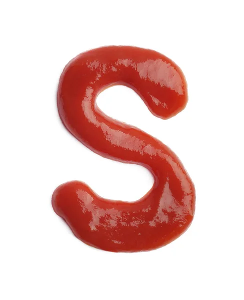 字母S 带有白色背景的番茄酱 — 图库照片
