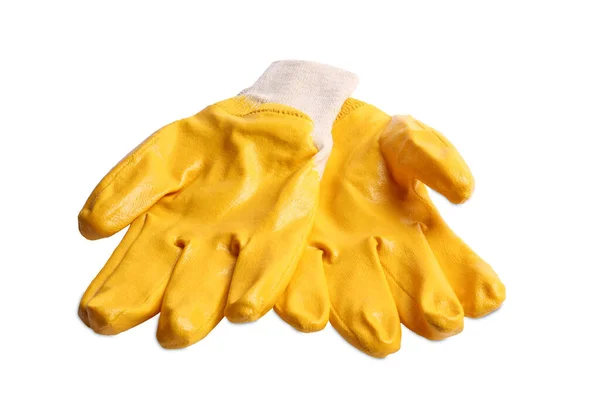 Pair Yellow Gardening Gloves White Background — Stock Photo, Image