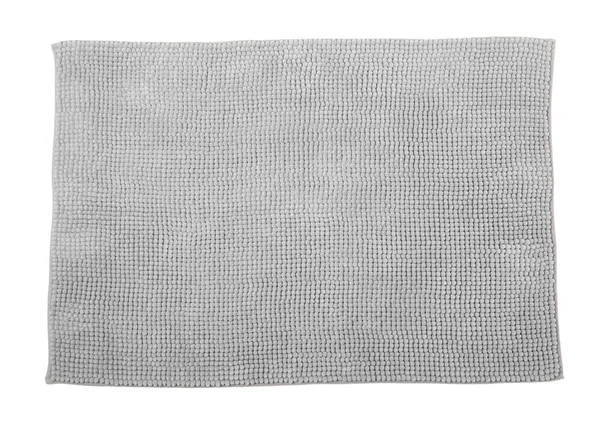Γκρι Μαλακό Πατάκι Μπάνιου Μονωμένο Λευκό Πάνω Όψη — Φωτογραφία Αρχείου